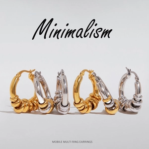 Minimalist two-tone mixed metal chain-link hoop earrings in gold and silver