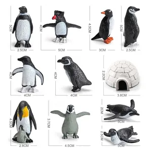 11pcs set of polar penguin figurines and igloo miniatures with size specifications