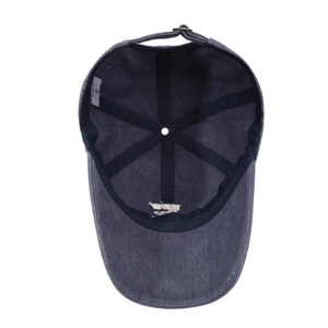 Vintage washed cotton baseball cap with six-panel interior structure and metal buckle