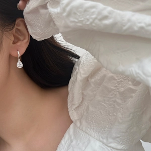 Elegant silver drop earrings with micro-paved cubic zirconia crystals for women