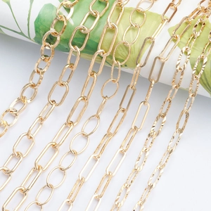 Handmade DIY Jewelry Making Chain Copper 18K Gold Plated Paperclip O-Shaped Textured Materials For Necklace Bracelet