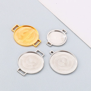 Stainless Steel Round Jewelry Base Tray Settings With Double Loops For DIY Bracelet Necklace Connectors Handmade Findings Simple