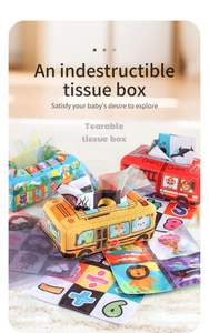 Detailed set of educational tissue box cloth toys with car themes and number cloths