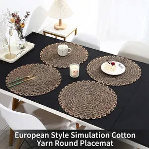 Round Placemats Braided Material Heat Resistant Anti Slip Washable For Dining Table Kitchen Decor Nordic Style