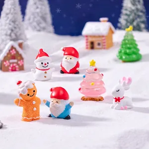 6-piece Christmas miniature resin figurine set with Santa Snowman Reindeer and Tree