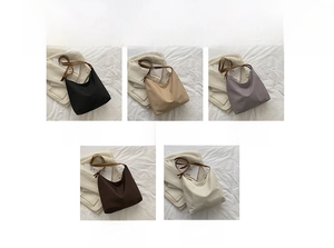 Collage of five color options for the minimalist nylon crescent-shaped shoulder bag