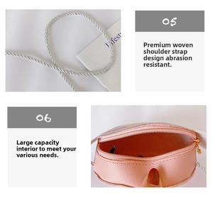 Détails du mini sac rose avec bandoulière tissée argentée et compartiment intérieur zippé