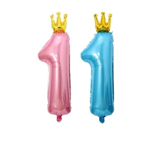 Ballon Numéro 1 En Aluminium Avec Décoration De Couronne Dorée Fête D'anniversaire Célébration Géant