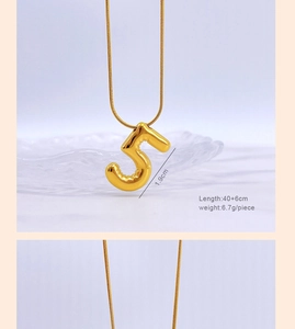 Détails du pendentif chiffre 5 style ballon avec dimensions et longueur de chaîne