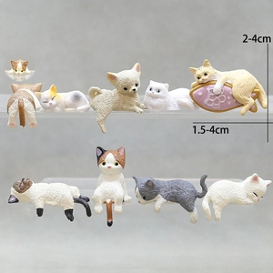 Miniature Cat Dog Figurines PVC Plastic Cute Hanging Animal Cup Edge Desktop Car Dashboard Decoration Kawaii Doll