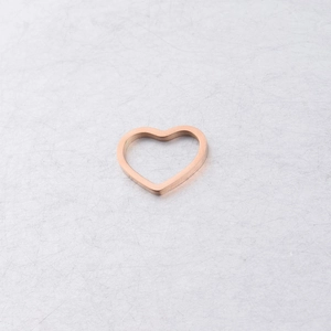 Close-up of minimalist rose gold hollow heart-shaped ring with polished finish