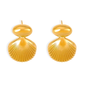 Minimalist Shell Shape Stud Earrings Titanium Steel 18K Gold Plated Geometric Fashion Jewelry Accessory For Women