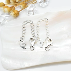 S925 sterling silver heart extension chain with lobster clasp for necklace jewelry