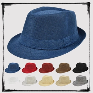 Breathable linen fedora jazz hat available in ten vibrant colors for sun protection