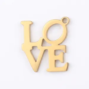 Love Letter Pendant Stainless Steel DIY Jewelry Making Accessory Polished Metal Charm For Necklace Bracelet