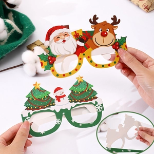 Lunettes de fête de Noël en papier pour enfants avec motifs Père Noël et renne festifs