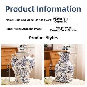 Tabella taglie dettagliata per vasi in ceramica blu e bianchi in due stili unici