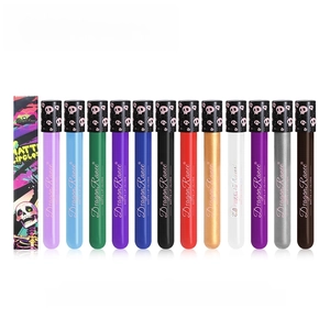 12-color matte lipstick set with gothic skull caps and colorful graffiti packaging box