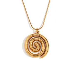 18K gold plated stainless steel swirl pendant necklace with elegant snake chain for women