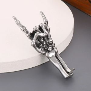 Collier Pendentif Main De Squelette Acier Inoxydable 316L Geste Rock Punk Gothique Rétro Bijoux Pour Hommes
