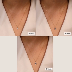 Collier en argent plaqué or 14K avec pendentifs goutte en zircone de 5x8mm à 7x10mm