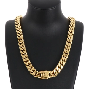 Men Cuban Link Chain Necklace Stainless Steel Gold Plated Hip Hop Chunky Curb Chain Jewelry For Men