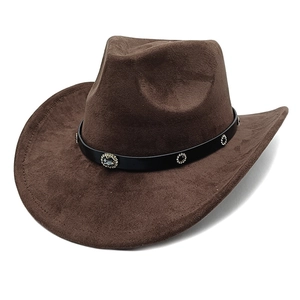 Western Cowboy Hut Wildleder Optik Breite Gekräumte Krempe Ethno Stil Strass Lederband Für Herren Damen Outdoor