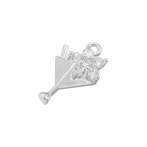 Detailed macro shot of a silver cocktail glass pendant with sparkling zircon accents