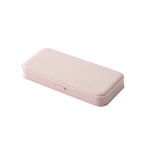 Minimalist pink matte pencil box for students with embossed Pencil Box text detail