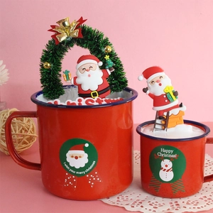 Decorazioni per Torte di Natale Babbo Natale Renna Pupazzo di Neve Cupcake Decorazione da Forno Mini Tazza Rossa Ornamenti per Feste Festive