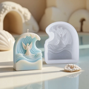 3D Meereswelle Engel Silikonform Für DIY Duftkerze Wachs Relief Engel Form Gips Skulptur Dekoration Handwerk Herstellung Form