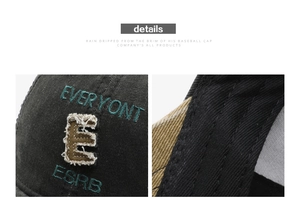 Close-up of vintage embroidery and stitching details on a washed cotton baseball cap