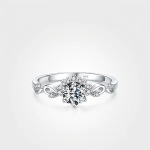 Elegant 925 Sterling Silver Infinity Hollow Ring With Sparkling Cubic Zirconia For Women Engagement Wedding Jewelry