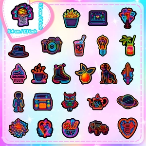 50 pieces of colorful neon aesthetic stickers with cute ins style for DIY decoration