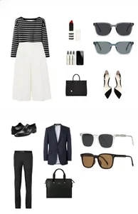 Fashion collocation guide featuring polarized square sunglasses with stylish business attire