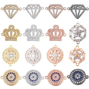 Zirconia butterfly crown connector charms in gold and silver for jewelry making