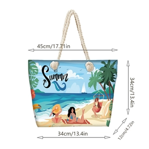 Large summer beach tote bag with rope handles and Hello Summer print 45cm x 34cm