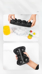 Vue détaillée du moule en silicone noir souple pour un démoulage facile des glaçons