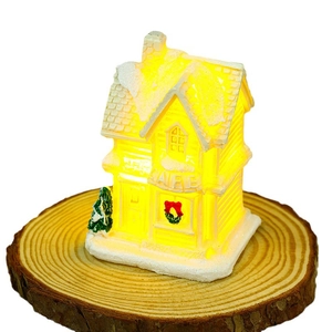 Luminous Christmas mini resin cafe house decoration with warm light and snow effect