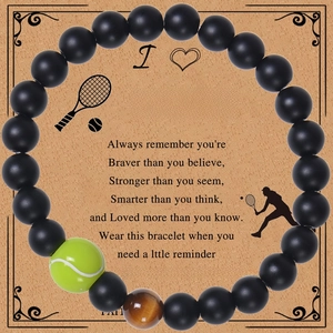 Bracelet À Perles Tennis Pour Hommes Pierre Oeil De Tigre Naturelle Pierre Mate Réglable Sport Carte Cadeau Bijoux De Motivation