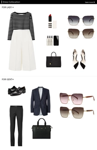 Flat lay of vintage style sunglasses paired with elegant professional business outfits