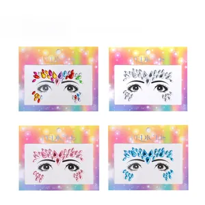 Detailed grid view of assorted self-adhesive face jewels for makeup and costumes