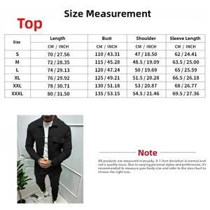 Size chart showing measurements for the men's heavy jacquard knit shirt jacket in CM and INCH