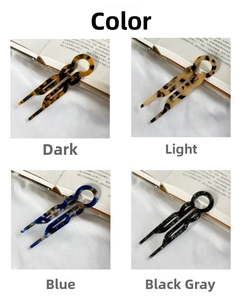 U-shaped acetate hair pins in four patterns including tortoiseshell and blue stone