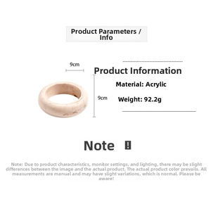 Macro detail of marble resin bangle showing 9cm diameter and 92.2g weight specs