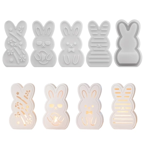DIY rabbit silicone molds set for hollow resin lamps and plaster bunny ornaments