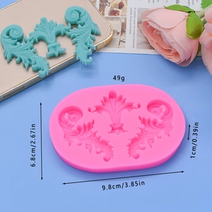 Moule en silicone rose pour décoration de gâteau en feuilles d'acanthe avec dimensions