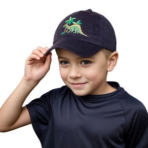 Berretto da Baseball per Bambini con Stampa Dinosauro Cartone Animato Rete Traspirante Cappello Parasole Estivo per Ragazzi Ragazze Regolabile