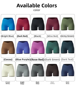 Matrice di 15 colori di pantaloncini da yoga a coste senza cuciture a vita incrociata