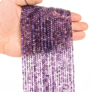 3mm faceted natural amethyst purple stone beads for DIY jewelry making and crafting